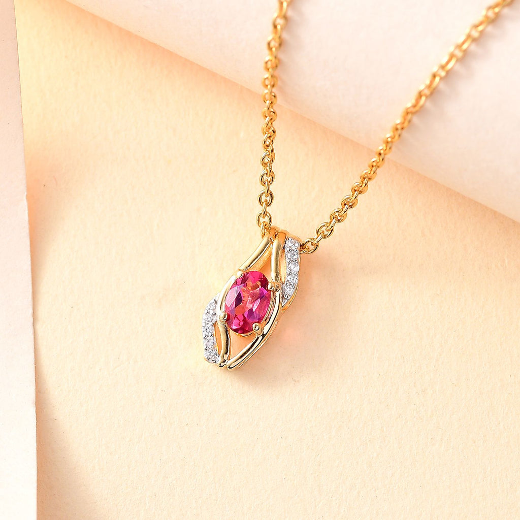 , Weißer Zirkon Schmuckset 925 Silber 750 Gelbgold Vermeil ca. 0,53 ct.