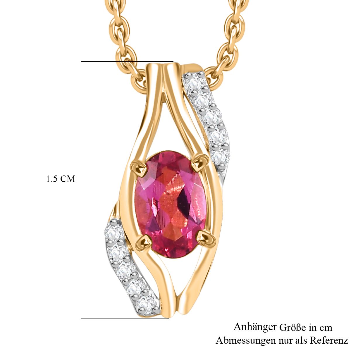 , Weißer Zirkon Schmuckset 925 Silber 750 Gelbgold Vermeil ca. 0,53 ct.