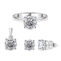 EINMALIGES ANGEBOT - 3er Set Moissanit Ring, Anhänger, und Ohrringe, 925 Silber ca. 3.80 ct