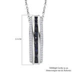 Masoala Saphir (Fissure gefüllt), Weißer Zirkon Anhänger mit Kette, Silberton, ca. 1.45 ct