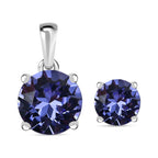 Tansanit Swarovski Kristall Schmuckset 925 Silber platiniert