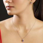 Tansanit Swarovski Kristall Schmuckset 925 Silber platiniert