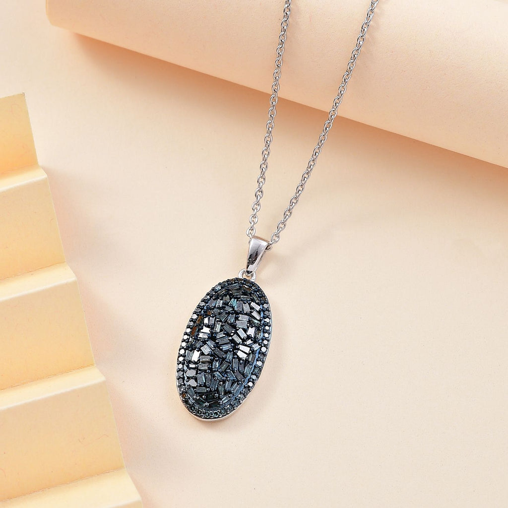 Blauer Diamant Schmuckset 925 Silber rhodiniert ca. 1,00 ct.