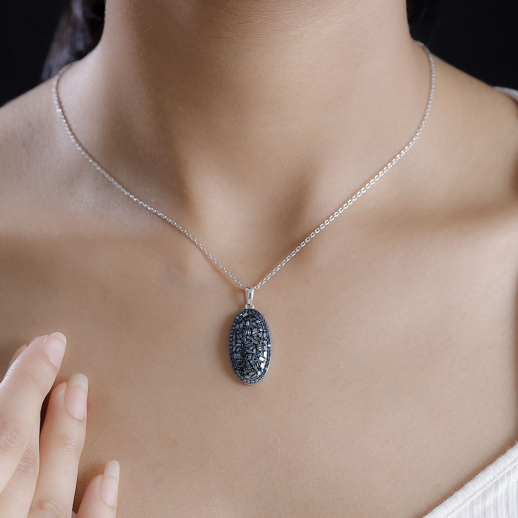 Blauer Diamant Schmuckset 925 Silber rhodiniert ca. 1,00 ct.