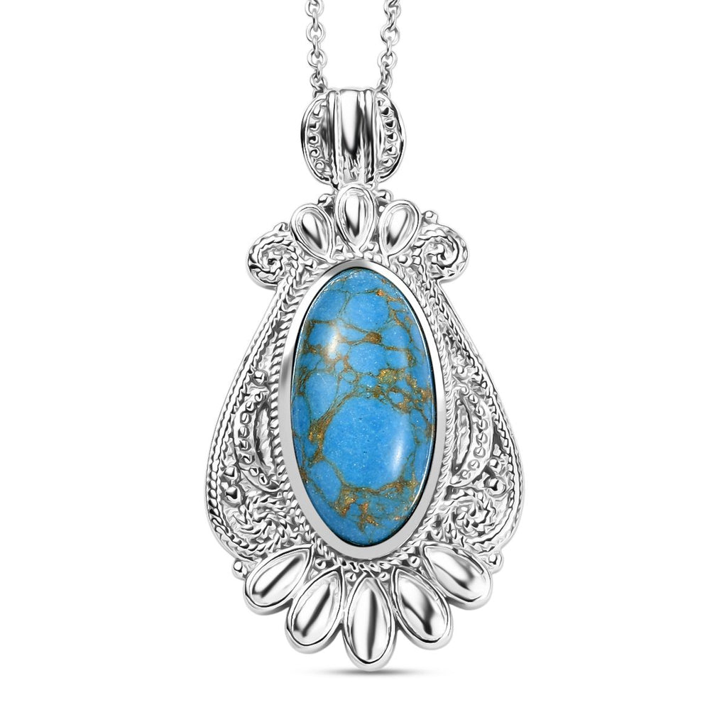 Blaues Türkis Schmuckset ca. 50 cm Edelstahl ca. 22.00 ct