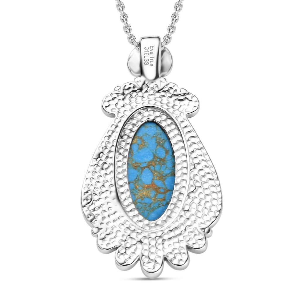 Blaues Türkis Schmuckset ca. 50 cm Edelstahl ca. 22.00 ct
