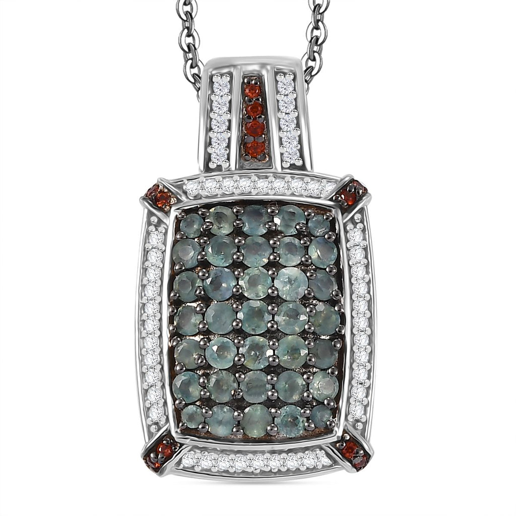 AA Alexandrit, Kaffee Zirkon Anhänger mit Kette (ca. 45 cm), 925 Silber rhodiniert ca. 2.42 ct