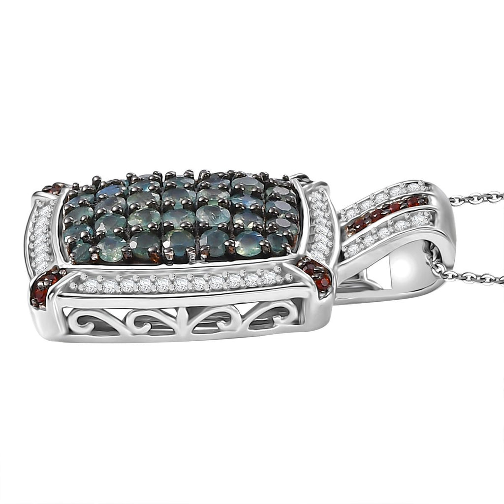 AA Alexandrit, Kaffee Zirkon Anhänger mit Kette (ca. 45 cm), 925 Silber rhodiniert ca. 2.42 ct