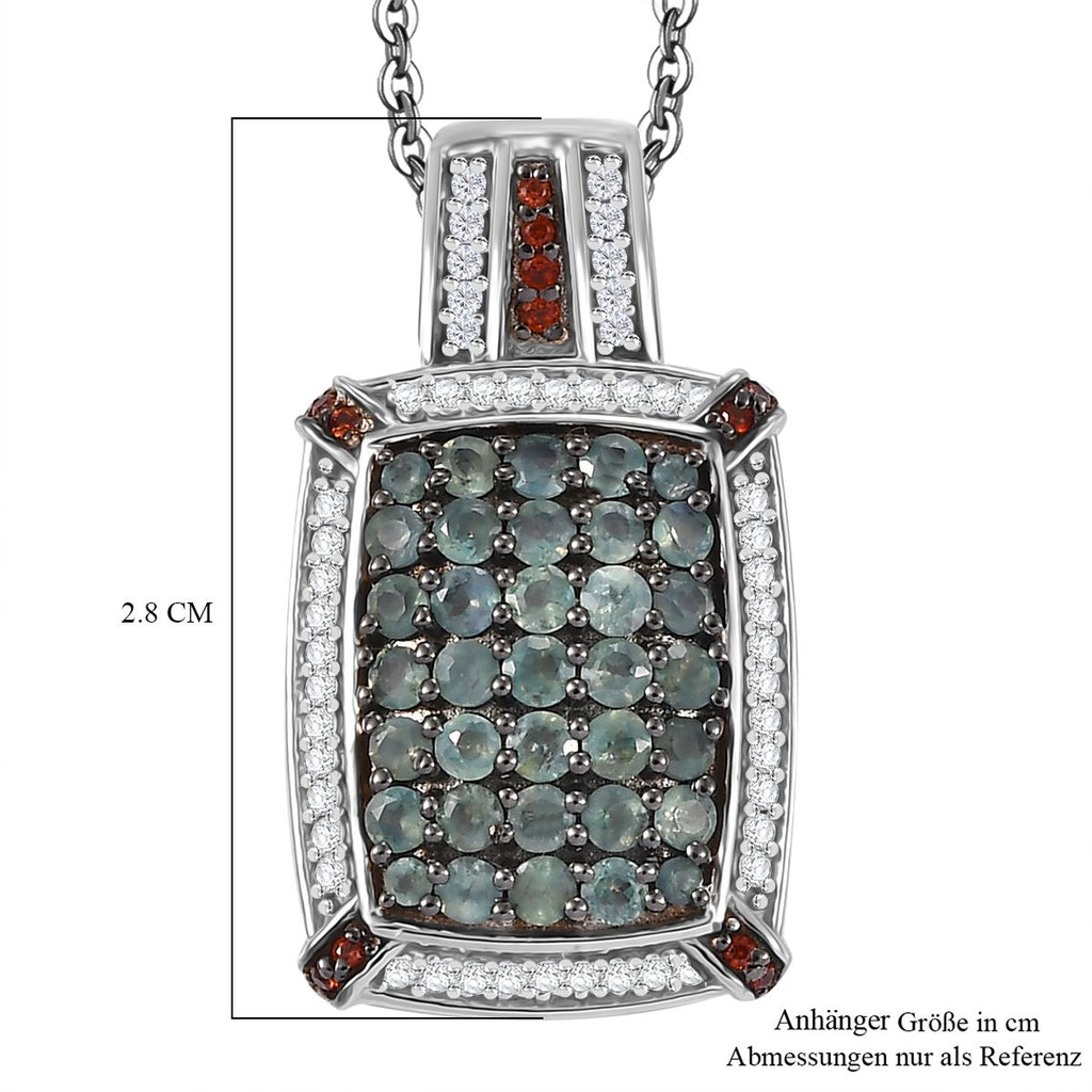 AA Alexandrit, Kaffee Zirkon Anhänger mit Kette (ca. 45 cm), 925 Silber rhodiniert ca. 2.42 ct