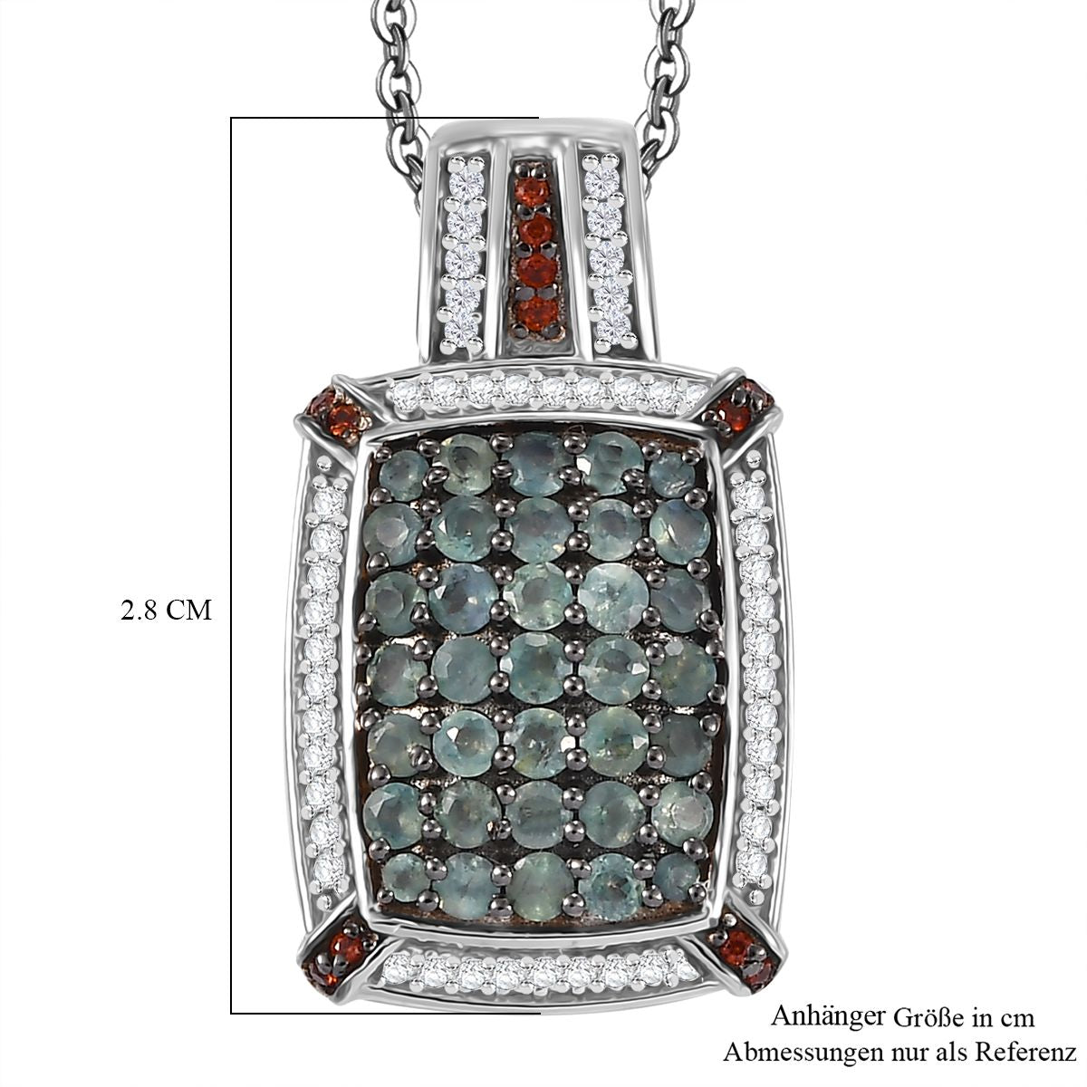 AA Alexandrit, Kaffee Zirkon Anhänger mit Kette (ca. 45 cm), 925 Silber rhodiniert ca. 2.42 ct