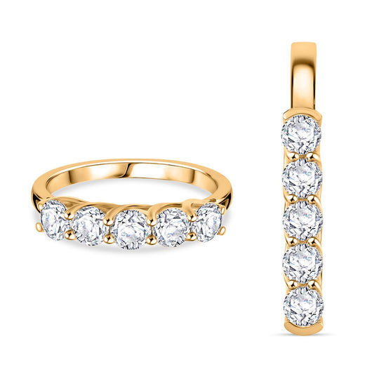 2er Set - Moissanit Anhänger und Ring (Größe 16.00), 925 Silber 750 Gelbgold Vermeil ca. 2.50 ct