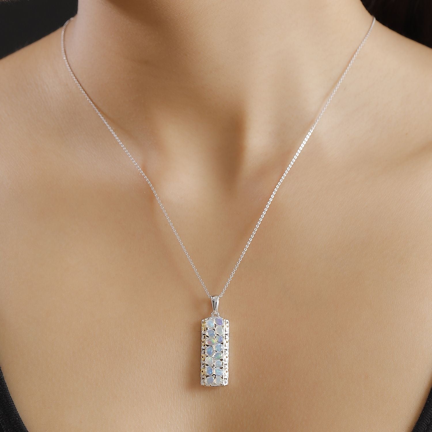 Natürlicher, äthiopischer Welo Opal Schmuckset 925 Silber rhodiniert ca. 1.51 ct