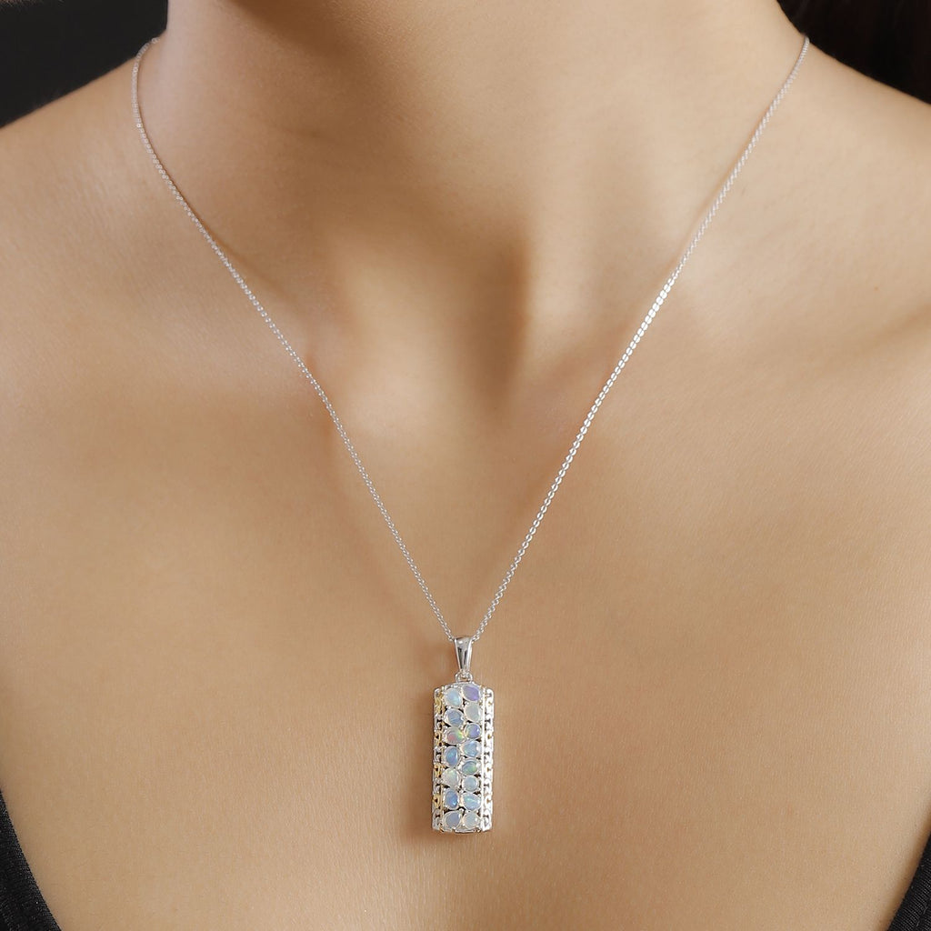 Natürlicher, äthiopischer Welo Opal Schmuckset 925 Silber rhodiniert ca. 1.51 ct