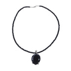 Schwarzer Spinell Anhänger mit Kette, 925 Silber platiniert ca. 103.85 ct