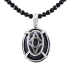 Schwarzer Spinell Anhänger mit Kette, 925 Silber platiniert ca. 103.85 ct