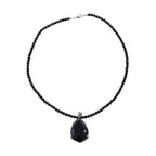 Schwarzer Spinell Anhänger mit Kette, 925 Silber platiniert ca. 103.85 ct