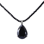Schwarzer Spinell Anhänger mit Kette, 925 Silber platiniert ca. 103.85 ct