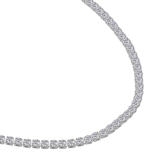 2er Set Weiße Kristall Halskette und Armband mit Bolo Verlängerung, silberfarben