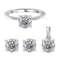 Moissanit Schmuckset 925 Silber Rhodiniert (Größe 18) ca. 2,46 ct.