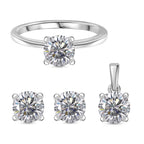 Moissanit Schmuckset 925 Silber Rhodiniert (Größe 18) ca. 2,46 ct.