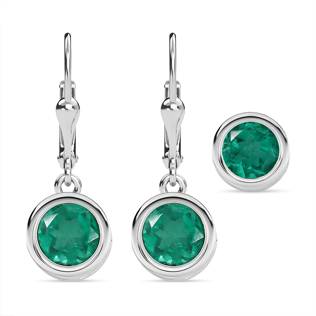Smaragd-Quarz Triplette Schmuckset 925 Silber rhodiniert ca. 5,93 ct.