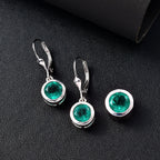Smaragd-Quarz Triplette Schmuckset 925 Silber rhodiniert ca. 5,93 ct.