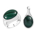 Malachit Schmuckset 316L Edelstahl ca. 30.00 ct