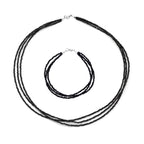 Schwarzer Spinell Schmuckset 925 Silber ca. 90,00 ct.