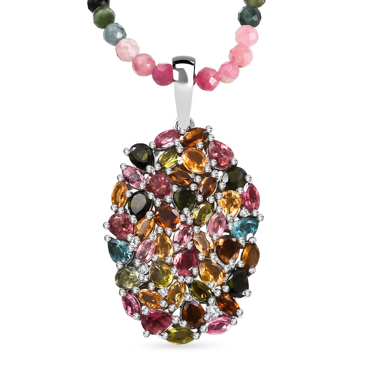 Mehrfarbig-Turmalin Schmuckset 925 Silber rhodiniert ca. 39.67 ct