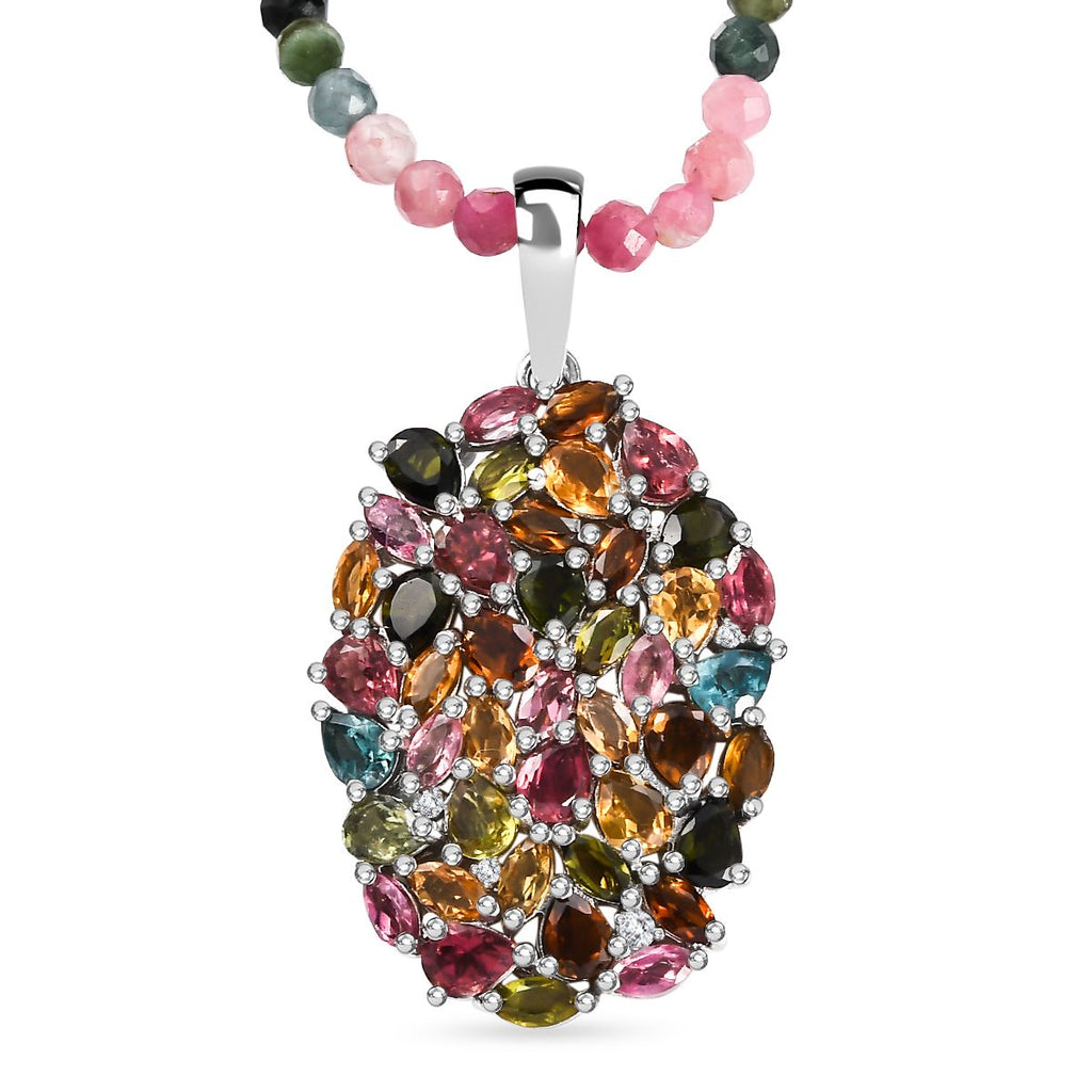Mehrfarbig-Turmalin Schmuckset 925 Silber rhodiniert ca. 39.67 ct