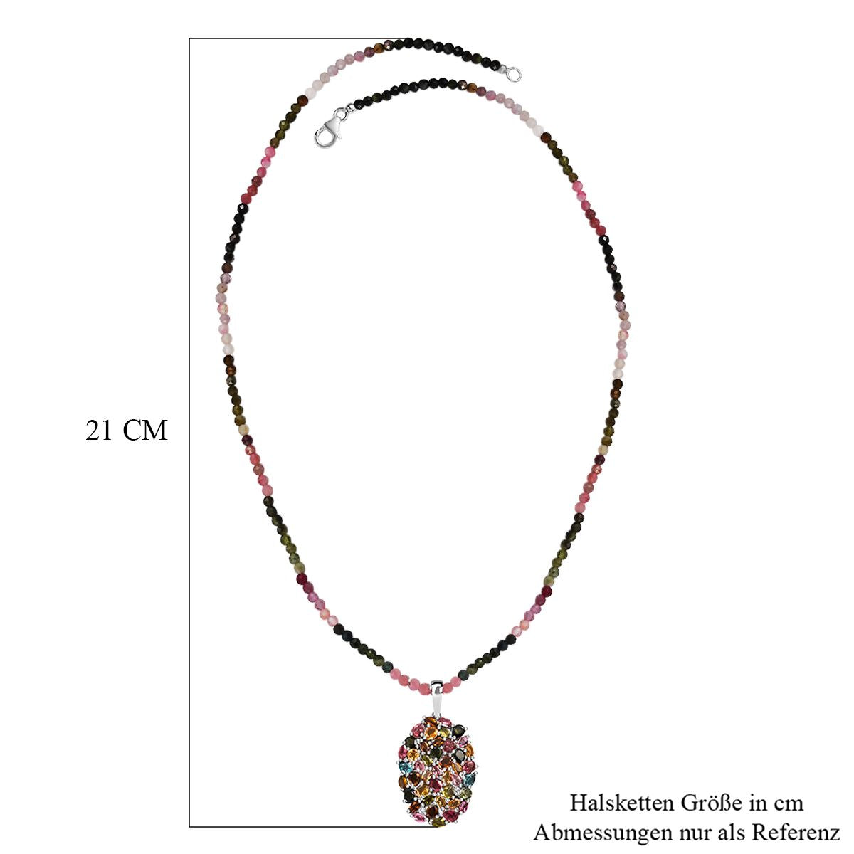 Mehrfarbig-Turmalin Schmuckset 925 Silber rhodiniert ca. 39.67 ct