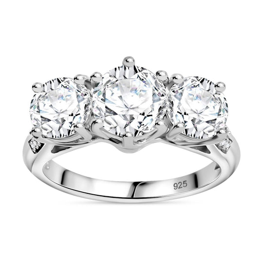 3er Set - Moissanit Anhänger, Ring und Ohrringe, 925 Silber rhodiniert, Größe (20.00), ca. 7,43 ct.