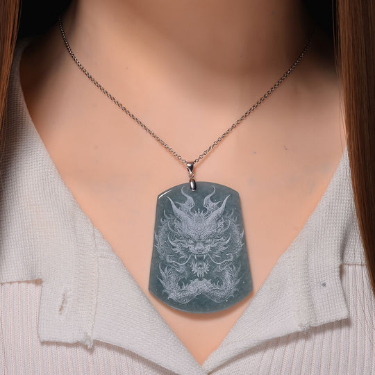 Natürlicher Olmek Jadeit Anhänger mit Kette, 925 Silber rhodiniert ca. 196.00 ct