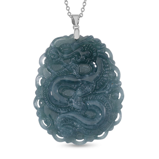 Natürlicher Olmek Jadeit Anhänger mit Kette, 925 Silber rhodiniert ca. 196.00 ct