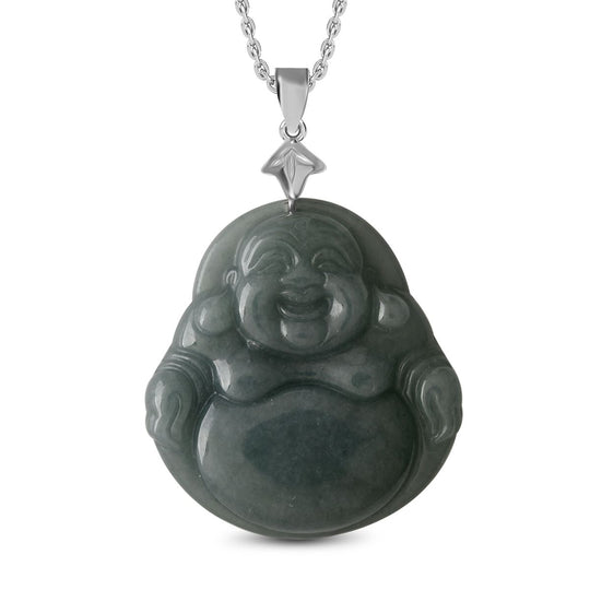Natürlicher Olmek Jadeit Anhänger mit Kette, 925 Silber rhodiniert ca. 196.00 ct