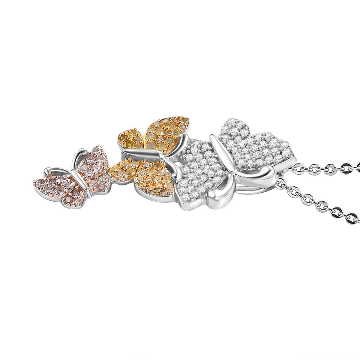 GP Trionfo Kollektion Natürlicher Weißer, Rosa, Gelber Diamant Anhänger mit Kette, 925 Silber rhodiniert ca. 0.51 ct