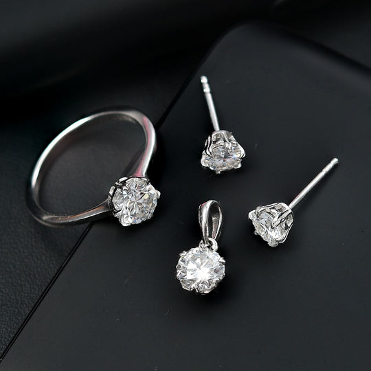 Moissanit Schmuckset 925 Silber rhodiniert ca. 2,48 ct.