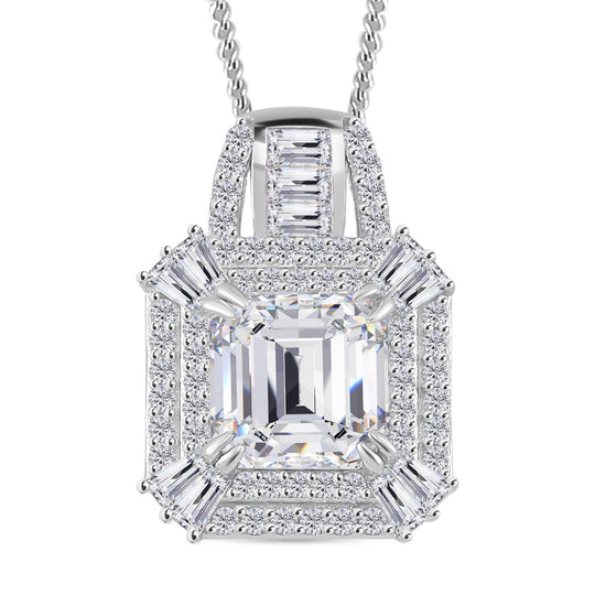 Moissanit Anhänger mit Kette, 925 Silber platiniert, 925 Silber rhodiniert ca. 3.94 ct