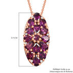 AAA Natürlicher Radiant Ember Garnet Anhänger mit Kette, 925 Silber 750 Roségold Vermeil ca. 3.79 ct