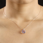 Rosa Amethyst Anhänger mit Kette, 925 Silber 750 Roségold Vermeil ca. 6.50 ct