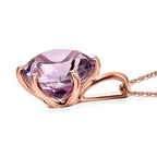 Rosa Amethyst Anhänger mit Kette, 925 Silber 750 Roségold Vermeil ca. 6.50 ct