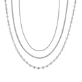 3er Set - Kugelkette 40 cm,  Gliederkette 45 cm, Ankerkette 55 cm, Edelstahl, Silberfarben