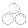 3er Set - Sehr Schick und Trendy Armbänder, Chirurgen-Edelstahl, Silberfarben