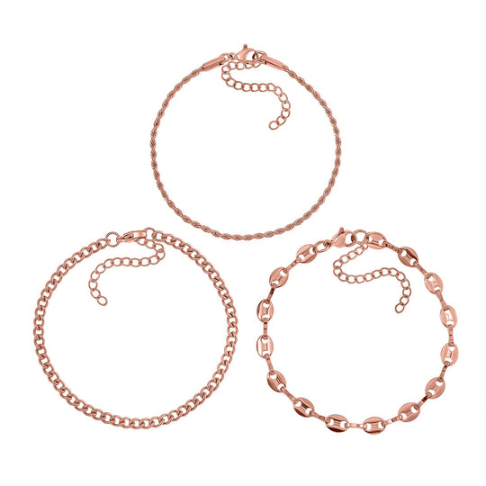 3er Set - Sehr Schick und Trendy Armbänder, Chirurgen-Edelstahl, Silberfarben