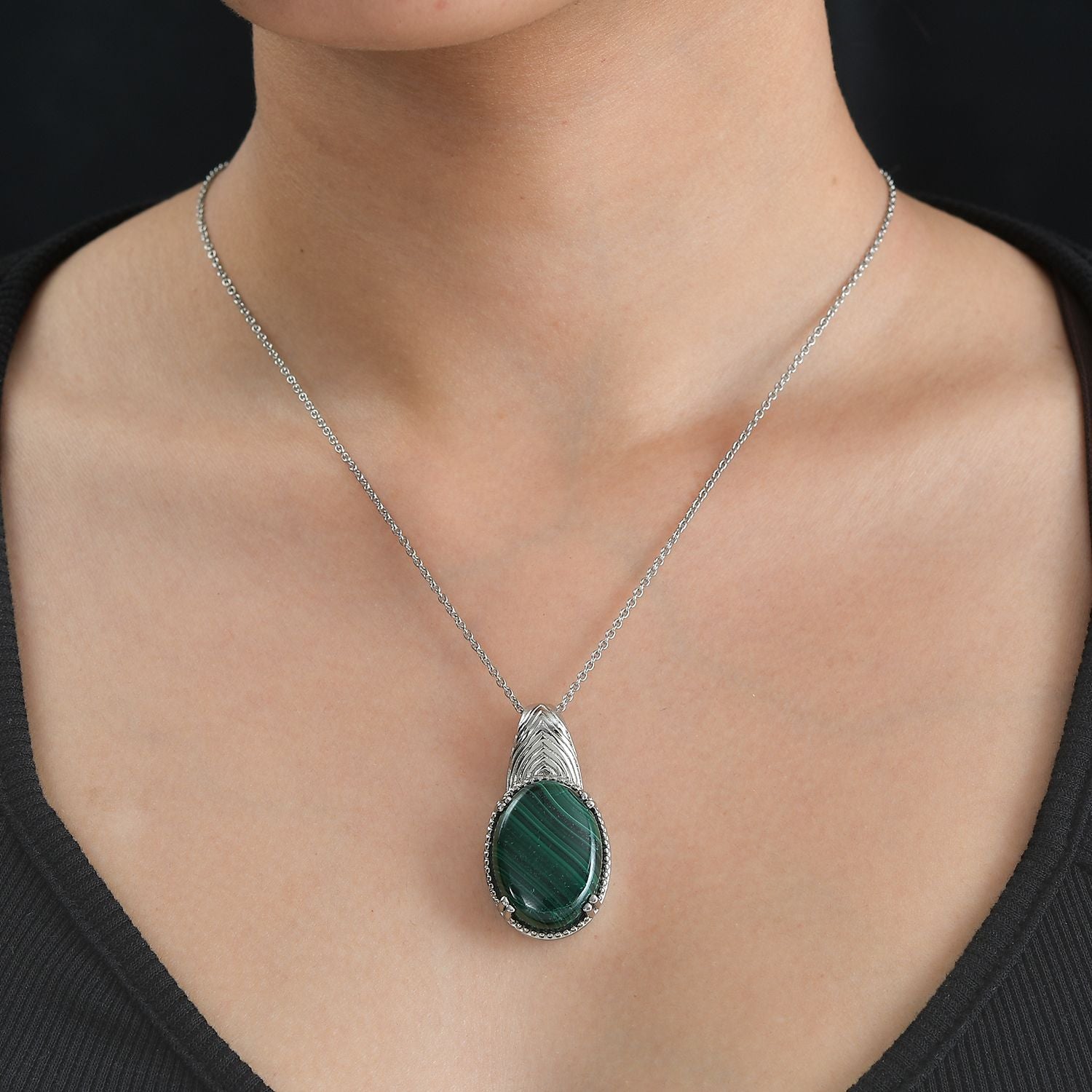 Unakite Anhänger mit Kette, 316L Edelstahl ca. 30.00 ct