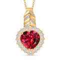 GP Amore Kollektion - Synthetischer Padparadscha Saphir, Zirkon und blauer Saphir Anhänger mit 45cm Kette - 14,15 ct.