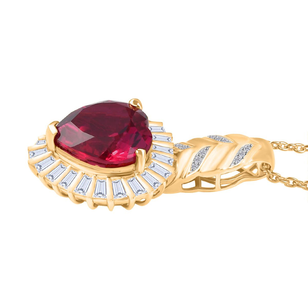 GP Amore Kollektion - Synthetischer Padparadscha-Saphir, Weißer Zirkon Schmuckset 925 Silber 750 Gelbgold Vermeil ca. 14,15 ct.