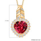 GP Amore Kollektion - Synthetischer Padparadscha-Saphir, Weißer Zirkon Schmuckset 925 Silber 750 Gelbgold Vermeil ca. 14,15 ct.