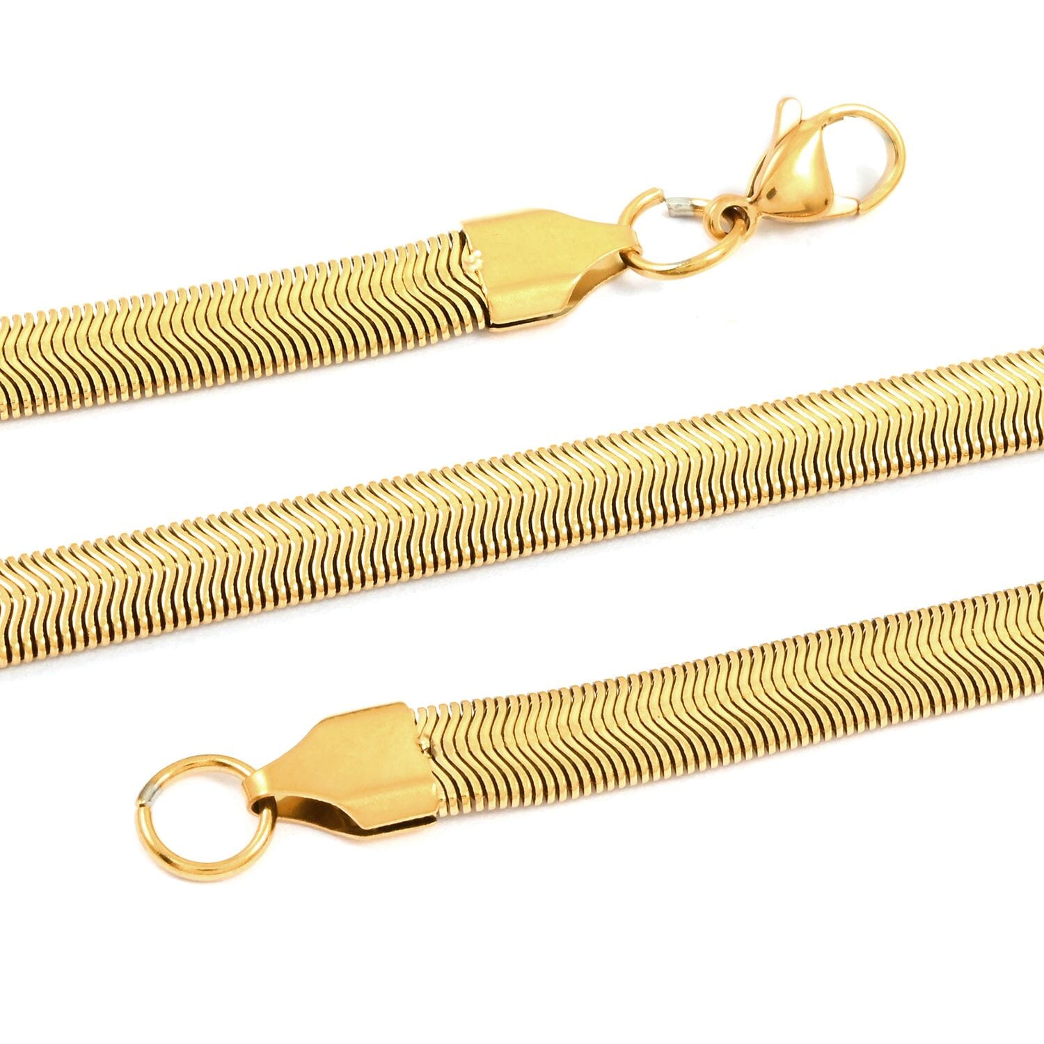 2er Set - Gliederkettendesign Armband und Halskette, Edelstahl, Goldfarben