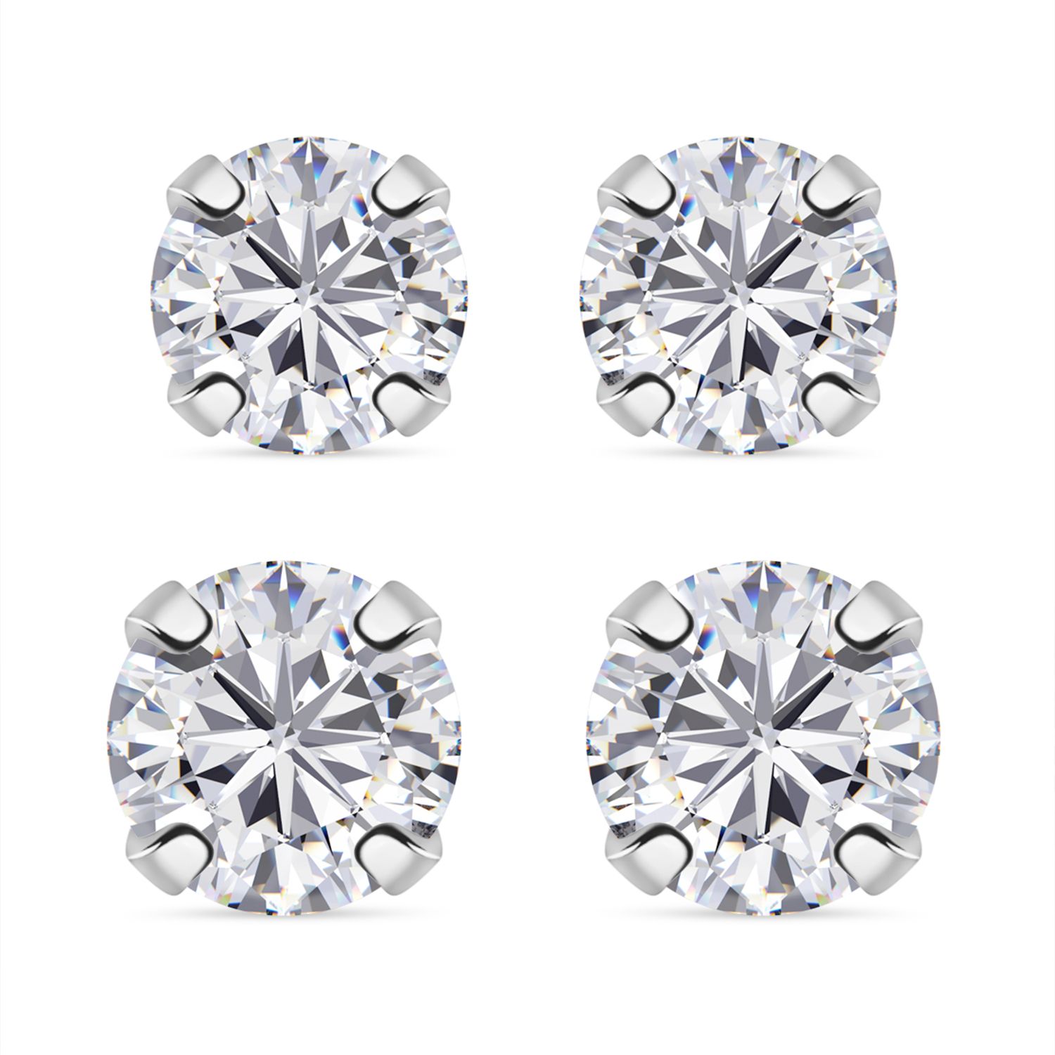 LUSTRO STELLA - 2er Set - Weißer Zirkonia Ohrringe, 925 Silber